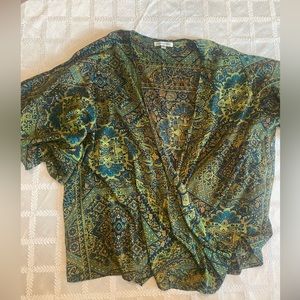 Green, Blue and Gold Printed Karma Highway Shirt